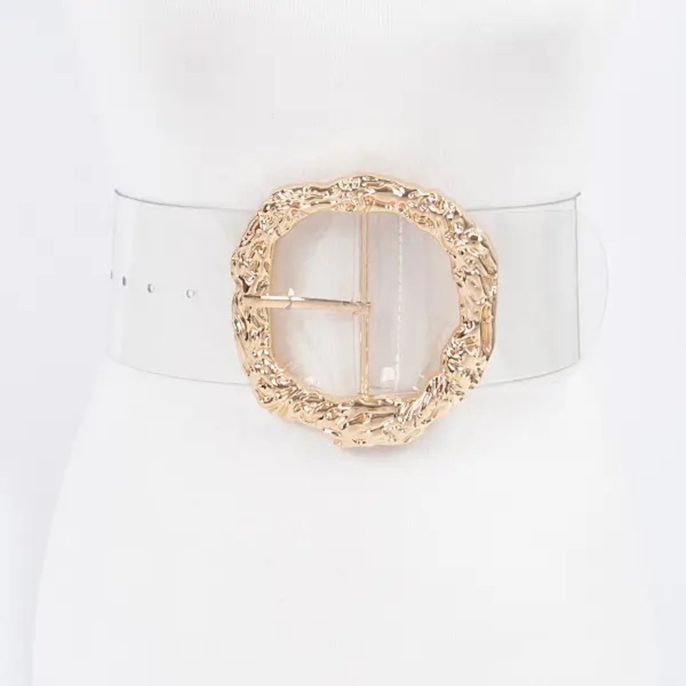 1216.  Elegant Gold Buckle Translucent Belt